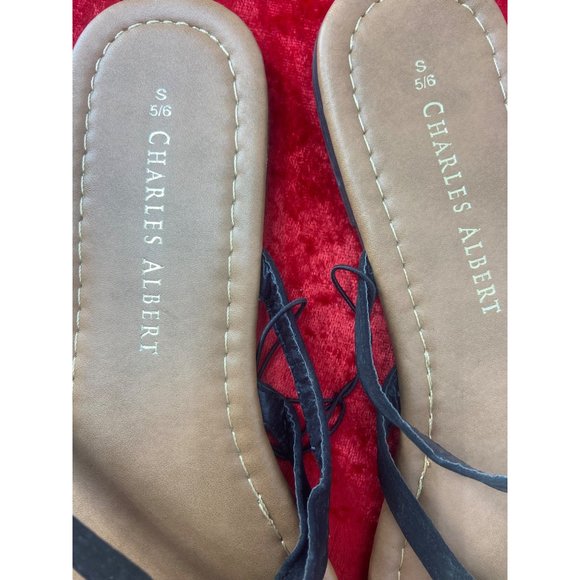 Charles Albert Open-Toe Sandals Black Criss Cross Size Small‎ - Picture 3 of 7